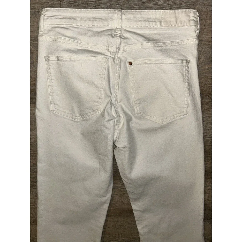 H&M & Denim White Straight Leg Jeans Size 8 High Waist Ankle Length Stretch